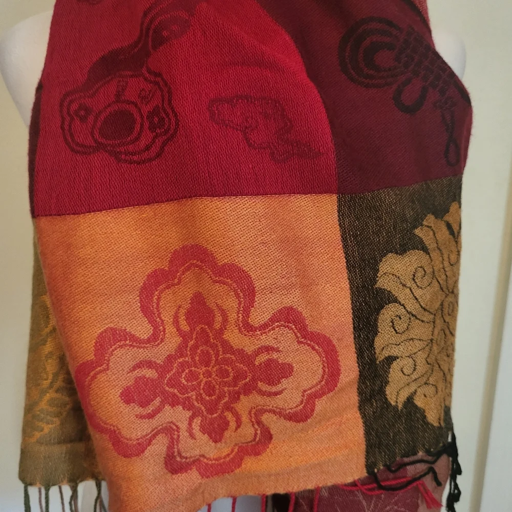 Fall Print Scarf Orange/Red